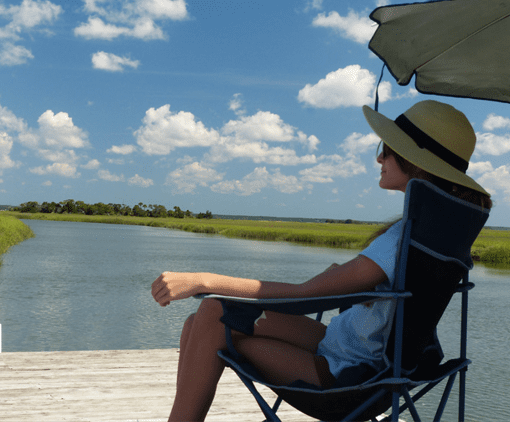 Woman enjoying fishing on Dewees Island