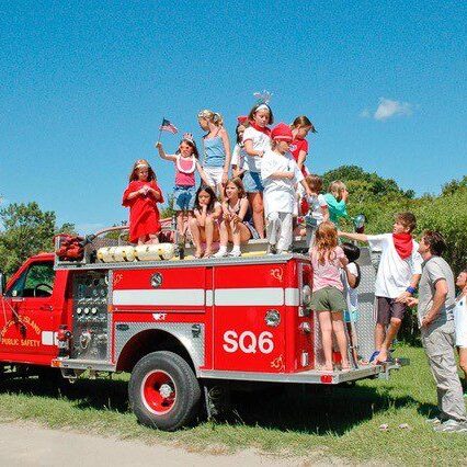 Celebrating on the Dewees Island Fire Truck